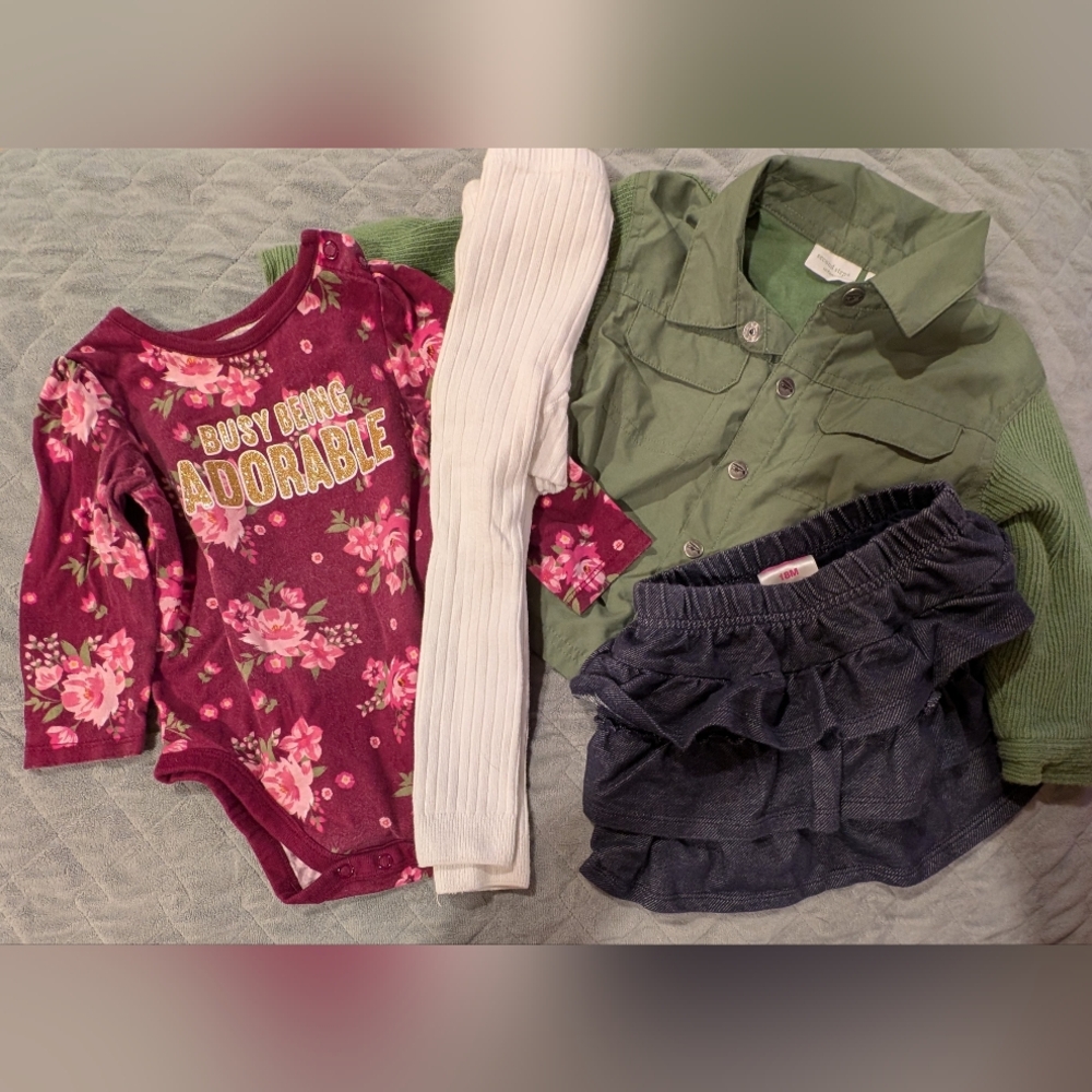 18M Floral Baby Onesie and Outfit Set